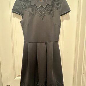 NWT Ted Baker Black Cheskka Lace & Mesh Skater Dress